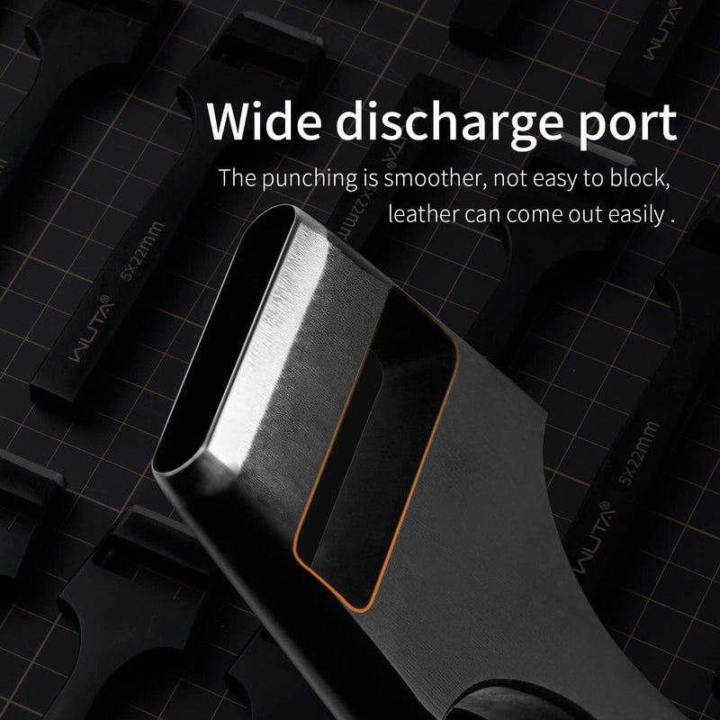 WUTA 5 Pcs Leather Belt Hole Puncher Oval Cutter Strap Watch Band Flat Punches Heavy Duty Oblong Tools for Leathercrafting (5 * 8+5 * 16+5 * 20+5 * 22+5 * 25mm) - Image 2